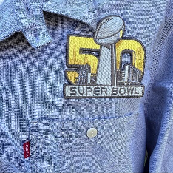 Levi's 50th Super Bowl Button Down Blue Shirt Men's Size XXXL - Picture 3 of 12